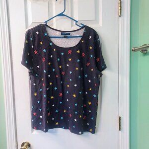 July 4th! Karen Scott short sleeve Tee Navy Stars EUC Size XXL